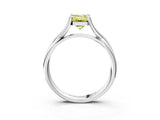 White gold Fancy Yellow Emerald Cut Diamond Solitaire Twist Band Prong Setting Ring_82