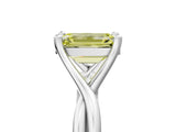 White gold Fancy Yellow Emerald Cut Diamond Solitaire Twist Band Prong Setting Ring_84