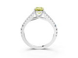 White gold Fancy Yellow Emerald Cut Diamond Split Shank Pavé Engagement Ring with Four-Prong Setting_77