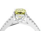 White gold Fancy Yellow Emerald Cut Diamond Split Shank Pavé Engagement Ring with Four-Prong Setting_77