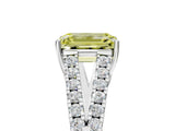 White gold Fancy Yellow Emerald Cut Diamond Split Shank Pavé Engagement Ring with Four-Prong Setting_77