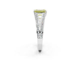 White gold Fancy Yellow Emerald Cut Diamond Split Shank Ring with Pavé Band and Four-Prong Setting_77