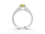 White gold Fancy Yellow Emerald Cut Diamond Split Shank Ring with Pavé Band and Four-Prong Setting_78