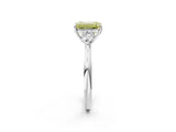White gold Fancy Yellow Emerald Cut Diamond Three-Stone Ring with Pear  Side Stones and Prong Setting_134