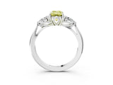 White gold Fancy Yellow Emerald Cut Diamond Three-Stone Ring with Pear  Side Stones and Prong Setting_135