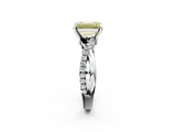 White gold Fancy Yellow Emerald  Cut Diamond Twist Band Solitaire with Prong Setting_43