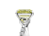 White gold Fancy Yellow Emerald  Cut Diamond Twist Band Solitaire with Prong Setting_46