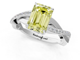 White gold Fancy Yellow Emerald  Cut Diamond Twisted Band Engagement Ring with Prong Setting_4