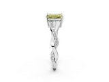 White gold Fancy Yellow Emerald  Cut Diamond Twisted Band Engagement Ring with Prong Setting_5