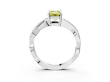 White gold Fancy Yellow Emerald  Cut Diamond Twisted Band Engagement Ring with Prong Setting_6