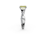 White gold Fancy Yellow Emerald  Cut Diamond Twisted Band with Pavé Setting and Four-Prong Setting_22
