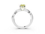 White gold Fancy Yellow Emerald  Cut Diamond Twisted Band with Pavé Setting and Four-Prong Setting_23