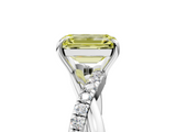 White gold Fancy Yellow Emerald  Cut Diamond Twisted Band with Pavé Setting and Four-Prong Setting_25