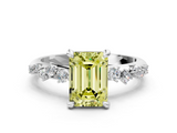 White gold Fancy Yellow Emerald  Cut Diamond Vine Band with Four-Prong Setting_53