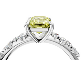White gold Fancy Yellow Emerald  Cut Diamond Vine Band with Four-Prong Setting_57