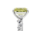 White gold Fancy Yellow Emerald  Cut Diamond Vine Band with Four-Prong Setting_58
