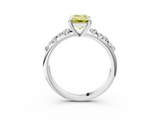 White gold Fancy Yellow Emerald  Cut Diamond Vine Band with Four-Prong Setting_60