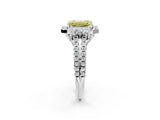 White gold Fancy Yellow Emerald  Cut Double Halo Diamond Engagement Ring with Pave Band and Four-Prong Setting_63