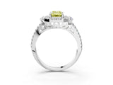 White gold Fancy Yellow Emerald  Cut Double Halo Diamond Engagement Ring with Pave Band and Four-Prong Setting_74