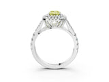 White gold Fancy Yellow Emerald  Cut Double Halo Split Shank Diamond Ring with Prong Setting_40