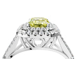 White gold Fancy Yellow Emerald  Cut Double Halo Split Shank Diamond Ring with Prong Setting_53