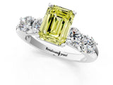 White gold Fancy Yellow Emerald  Cut Five-Stone Prong Set Diamond Ring with Classic Band_33