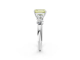 White gold Fancy Yellow Emerald  Cut Five-Stone Prong Set Diamond Ring with Classic Band_34