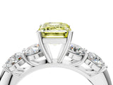 White gold Fancy Yellow Emerald  Cut Five-Stone Prong Set Diamond Ring with Classic Band_36