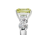 White gold Fancy Yellow Emerald  Cut Five-Stone Prong Set Diamond Ring with Classic Band_37