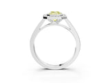 White gold Fancy Yellow Emerald Cut Halo Bezel Diamond Pave Band Ring_3