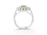 White gold Fancy Yellow Emerald Cut Halo Cluster Diamond Ring with Pave Band and Four-Prong Setting_15