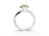 White gold Fancy Yellow Emerald  Cut Halo Diamond Engagement Ring with Split Shank and Four-Prong Setting_23