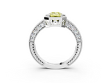 White gold Fancy Yellow Emerald  Cut Halo Diamond Pave Band Ring with Four-Prong Setting_71