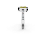 White gold Fancy Yellow Emerald  Cut Halo Diamond Pave Band Ring with Four-Prong Setting_76