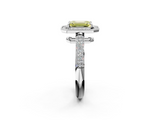 White gold Fancy Yellow Emerald  Cut Halo Diamond Pave Band with Four-Prong Setting_37