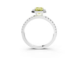 White gold Fancy Yellow Emerald Cut Halo Diamond Pave Band with Prong Setting_15