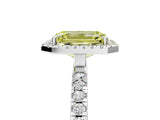White gold Fancy Yellow Emerald Cut Halo Diamond Pave Band with Prong Setting_17