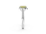 White gold Fancy Yellow Emerald  Cut Halo Diamond Ring with Channel Set Band and Four-Prong Setting_34