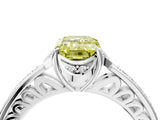 White gold Fancy Yellow Emerald  Cut Halo Diamond Ring with Channel Set Band and Four-Prong Setting_36