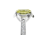 White gold Fancy Yellow Emerald  Cut Halo Diamond Ring with Channel Set Band and Four-Prong Setting_37