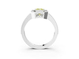 White gold Fancy Yellow Emerald  Cut Halo Diamond Ring with Pavé Band and Milgrain Prong Setting_35