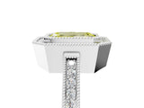 White gold Fancy Yellow Emerald  Cut Halo Diamond Ring with Pavé Band and Milgrain Prong Setting_42