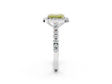 White gold Fancy Yellow Emerald Cut Halo Diamond Ring with Pavé Band and Three-Prong Setting_26