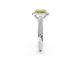 White gold Fancy Yellow Emerald Cut Halo Diamond Ring with Pavé Band_38