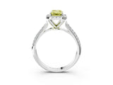 White gold Fancy Yellow Emerald Cut Halo Diamond Ring with Pavé Band_39
