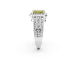 White gold Fancy Yellow Emerald Cut Halo Diamond Ring with Round  Split Shank and Prong Setting_151