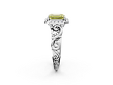 White gold Fancy Yellow Emerald  Cut Halo Diamond Ring with Scrollwork Band and Four-Prong Setting_48