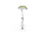White gold Fancy Yellow Emerald Cut Halo Diamond Ring with Solitaire Band and Prong Setting_26