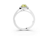 White gold Fancy Yellow Emerald Cut Halo Diamond Ring with Solitaire Band and Prong Setting_27