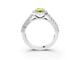 White gold Fancy Yellow Emerald Cut Halo Pavé Diamond Engagement Ring with Split Shank and Four-Prong Setting_6